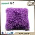 2017Hot Design Mongolian Tibet Lamb fur Pillow Sheepskin Fur Pillow Cushion Wine Color